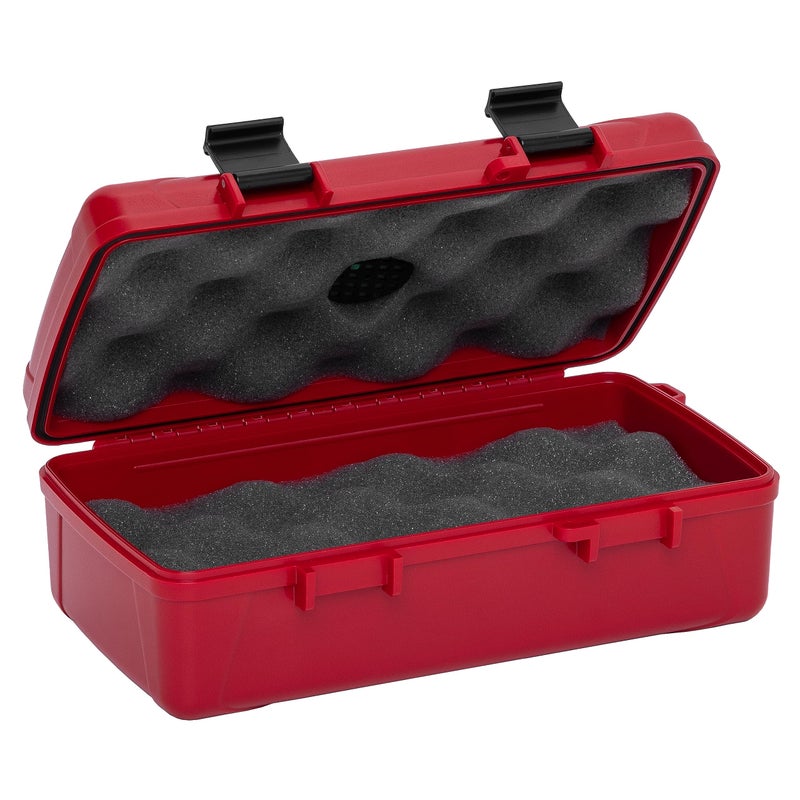 Xikar 10 Cigar Travel Humidor Case, Rugged, Airtight, Watertight, Stainless Steel Hinges, Red - Image 2